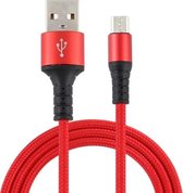 2A USB naar Micro USB gevlochten datakabel, kabellengte: 1m (rood)