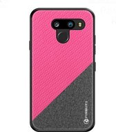 PINWUYO Hong-serie Anti-fall TPU + beschermhoes van chemische vezeldoek voor LG K50 / Q60 (rood)