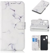 Gekleurde tekening Marmerpatroon Horizontale flip PU lederen tas met houder & kaartsleuven & portemonnee voor Xiaomi Redmi Note 6 Pro (wit)