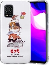 Voor Xiaomi MI 10 Lite 5G Lichtgevende TPU zachte beschermhoes (katten)