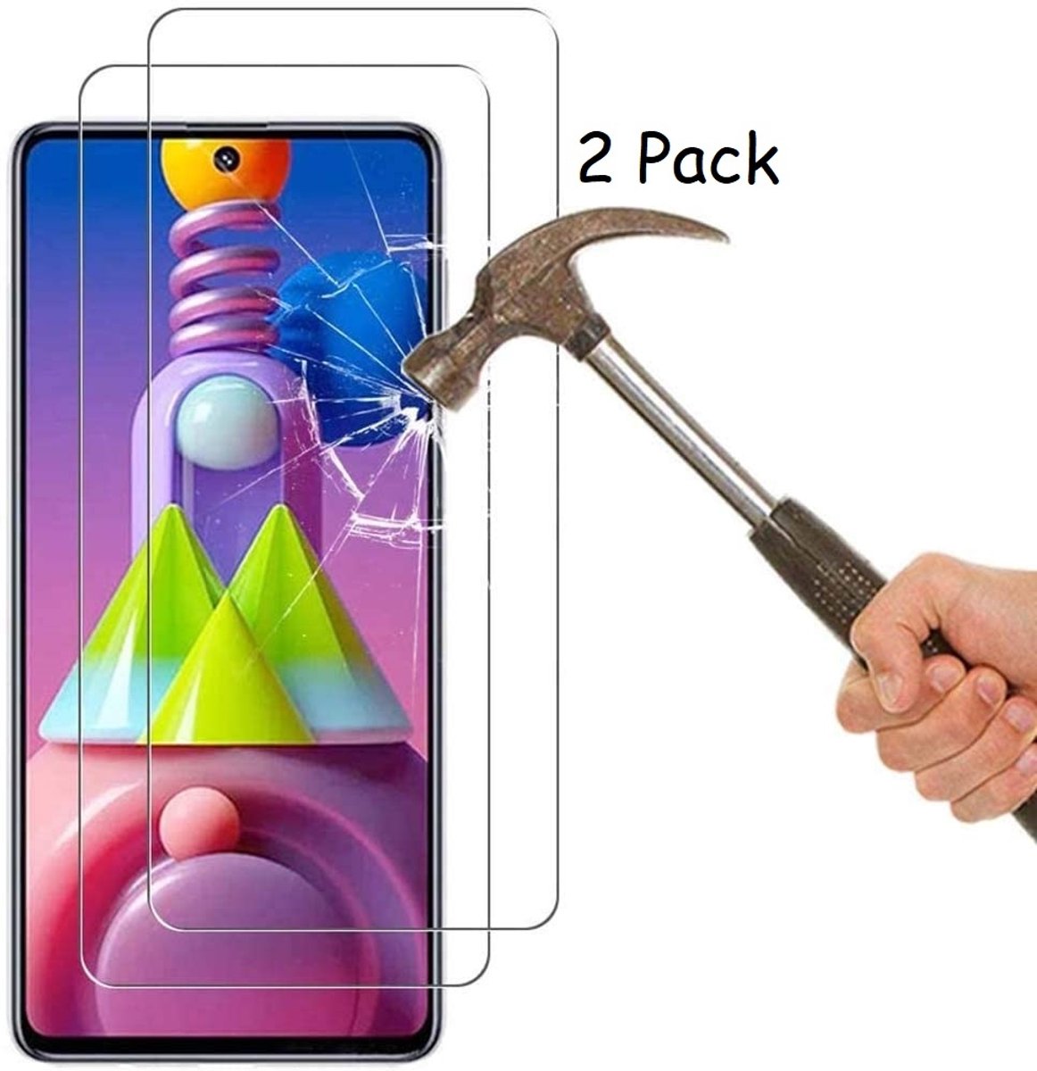 Geschikt voor Samsung Galaxy M51 screen protector / tempered glass 2 pack