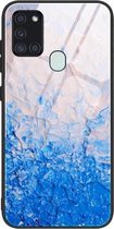 Voor Samsung Galaxy A21s marmeren patroon glas beschermhoes (DL07)