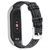 Voor Xiaomi Mi Band 4/3 XM mat zilver frame + canvas riem, maat: L (zwart grijs)