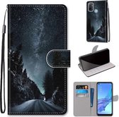 Voor OPPO A53 4G (2020) / A53s / A32 / A33 (2020) Gekleurde tekening Cross Texture Horizontale flip PU lederen tas met houder & kaartsleuven & portemonnee & lanyard (Mountain Road