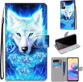 Voor Geschikt voor Xiaomi Redmi Note 10 5G Gekleurde Tekening Cross Textuur Horizontale Flip PU Lederen Case met Houder & Kaartsleuven & Portemonnee & Lanyard (Dick Rose Wolf)