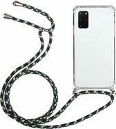 Voor Samsung Galaxy S20 FE 5G Four-Corner Anti-Fall transparante TPU beschermhoes met lanyard (groen zwart)