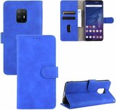 Voor Fujitsu Arrows 5G (F-51A) Effen Kleur Huidgevoel Magnetische Gesp Horizontale Flip Kalf Textuur PU Lederen Case met Houder & Kaartsleuven & Portemonnee (Blauw)