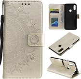 Voor Huawei Y6 (2019) Totem Bloem Reliëf Horizontale Flip TPU + PU Leren Case met Houder & Kaartsleuven & Portemonnee (Goud)