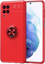 Voor Samsung Galaxy F62 metalen ringhouder 360 graden roterende TPU-hoes (rood + rood)
