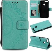 Voor Huawei P smart Totem Bloem Reliëf Horizontale Flip TPU + PU lederen tas met houder & kaartsleuven & portemonnee (groen)