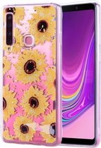 Cartoon patroon goudfolie stijl Dropping Glue TPU zachte beschermhoes voor Galaxy A9 (2018) (zonnebloem)