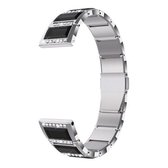 Voor Samsung Galaxy Watch 3 45 mm roestvrij staal met diamant bezette vervangende horlogebanden (zilver + zwart)