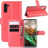 Litchi Texture Horizontale Flip Leren Case voor Galaxy Note 10, met Portemonnee & Houder & Kaartsleuven (rood)