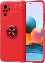 Voor Geschikt voor Xiaomi Redmi Note 10 metalen ringhouder 360 graden roterende TPU-hoes (rood + rood)