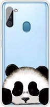 Voor Samsung Galaxy A11 gekleurd tekeningpatroon zeer transparant TPU beschermhoes (panda)