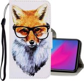 Voor Vivo Y91C 3D Gekleurde Tekening Horizontale Flip PU Leren Case met Houder & Kaartsleuven & Portemonnee (Fox)