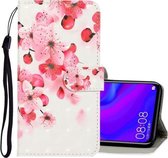 Voor Huawei Nova 5i Pro 3D Gekleurde Tekening Horizontale Flip PU Lederen Case met Houder & Kaartsleuven & Portemonnee (Rode Bloem)