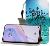 Voor Huawei Nova 7 Gekleurde Tekening Horizontale Flip Leren Case met Houder & Kaartsleuf & Portemonnee (Blue Coconut Grove)