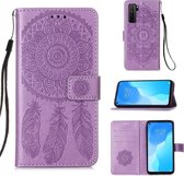 Voor Huawei Nova 7 SE Dream Catcher Afdrukken Horizontale Flip Leren Case met Houder & Kaartsleuven & Portemonnee & Lanyard (Paars)