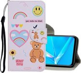 Voor OPPO A1K Gekleurde tekening patroon Horizontale flip lederen tas met houder & kaartsleuven & portemonnee (beer)