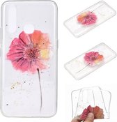 Voor Huawei Y7p Gekleurd tekeningpatroon Transparant TPU-hoesje (oranje bloem)