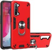 Voor OPPO Reno 3 Armor Series PC + TPU beschermhoes met ringhouder (rood)