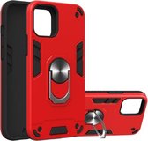 Voor iPhone 12/12 Pro 2 in 1 Armor Series PC + TPU beschermhoes met ringhouder (rood)