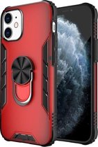 Voor iPhone 12 mini Magnetische Frosted PC + Matte TPU Schokbestendige Case met Ringhouder (China Rood)