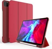 Drie-opvouwbare schokbestendige TPU-beschermhoes voor iPad Pro 11 inch (2018) / (2020), met houder en penhouder (rood)