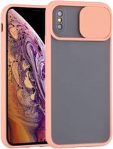 Sliding Camera Cover Design TPU beschermhoes voor iPhone XS Max (roze)
