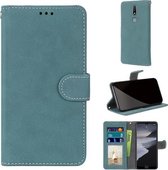 Voor Nokia 2.4 Retro Frosted Horizontale Flip PU lederen tas met houder & kaartsleuven & portemonnee & fotolijst (blauw)