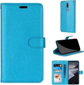 Voor Nokia 2.4 Pure Color Horizontale Flip PU lederen tas met houder & kaartsleuven & portemonnee & fotolijst (blauw)