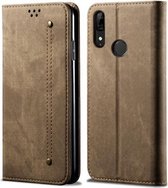 Voor Huawei P Smart Z / Y9 Prime Denim Textuur Casual Stijl Horizontale Flip Leren Case met Houder & Kaartsleuven & Portemonnee (Kaki)