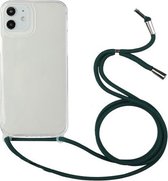 Schokbestendig ultradunne TPU + acryl beschermhoes met lanyard voor iPhone 11 Pro Max (donkergroen)