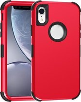 Voor iPhone XR 3 in 1 All-inclusive schokbestendige airbag siliconen + pc-hoes (rood)