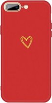 Voor iPhone 8 Plus / 7 Plus Golden Love-heart Pattern Colorful Frosted TPU telefoon beschermhoes (rood)