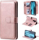 Voor Xiaomi Redmi Note 8 Pro multifunctionele magnetische koperen gesp horizontale flip effen kleur lederen tas met 10 kaartsleuven & portemonnee & houder & fotolijst (rose goud)