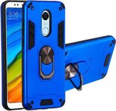 Voor Xiaomi Rdemi 5 Plus / Note 5 (India) 2 in 1 Armor Series PC + TPU beschermhoes met ringhouder (donkerblauw)