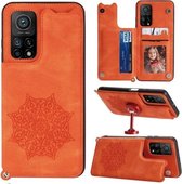 Voor Xiaomi Mi 10T Pro 5G Mandala reliëf PU + TPU-hoesje met houder & kaartsleuven & fotolijst & riem (geel)