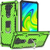 Voor Xiaomi Redmi Note 9 Cool Armor PC + TPU schokbestendig hoesje met 360 graden rotatie ringhouder (groen)