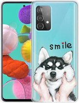 Voor Samsung Galaxy A52 5G Gekleurd tekeningpatroon Zeer transparant TPU beschermhoes (Pinch Face Dog)