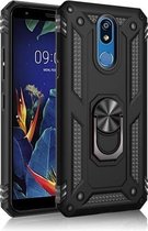 Voor LG K40 schokbestendige TPU + pc-beschermhoes met 360 graden roterende houder (zwart)