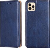 Voor iPhone 12 Pro Max PU + TPU Gloss Oil Effen Kleur Magnetische Horizontale Flip Leren Case met Houder & Kaartsleuf & Portemonnee (Blauw)