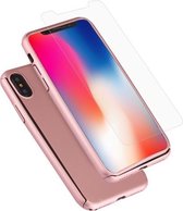 360 graden volledige dekking afneembare pc-beschermhoes met gehard glasfolie voor iPhone X (roségoud)