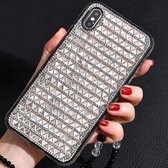 TPU + epoxy driehoekig glas diamant telefoon beschermhoes voor iPhone XS / X (roségoud)