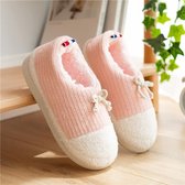 Herfst en winter warme opsluitingsschoenen Zwangere vrouwen Postpartum Home katoenen pantoffels, maat: 35-36 (roze)