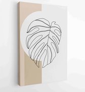 Floral and Foliage line art drawing with abstract shape. Abstract Plant Art design for print, cover, wallpaper, Minimal and natural wall art. 1 - Moderne schilderijen – Vertical –