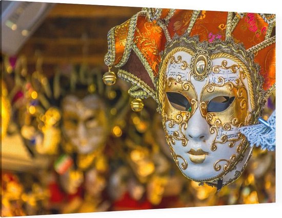 Bloemlezing gemeenschap Netto Traditioneel Venetiaanse masker in een winkel op straat - Foto op Canvas -  150 x 100 cm | bol.com