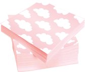 Ootje Kadootje Wolkjes Servetten Babyroze 20 stuks OK 0201