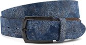 Jeans riem blauw 4 cm breed - Blauw - Jeans riem - Echt Leer - Taille: 110cm - Totale lengte riem: 125cm